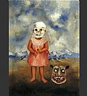 Frida Kahlo Girl with Death Mask painting